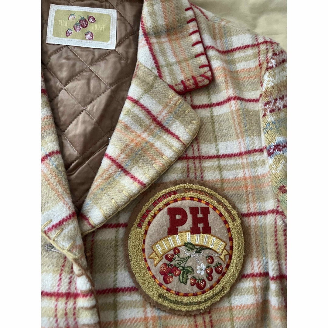 ピンクハウス オリジナルチェック いちご刺繍ワッペンつき ピンクハウス オリジナルチェック いちご刺繍ワッペンつき