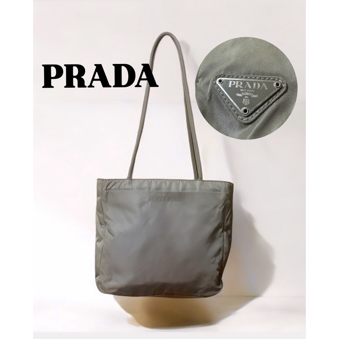 PRADA - 美品♡PRADA◇ショルダートート バッグ◇カーキグレー PRADA - 美品♡PRADA◇ショルダートート バッグ◇カーキグレー
