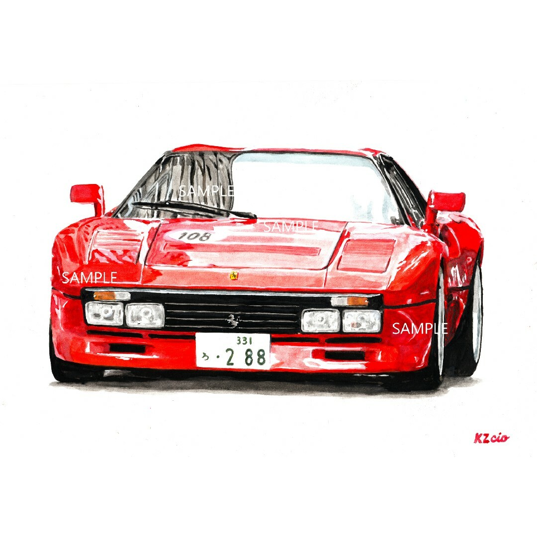 Ferrari - フェラーリ 288GTO 車 水彩画 イラスト インテリアの Ferrari - フェラーリ 288GTO 車 水彩画 イラスト インテリアの