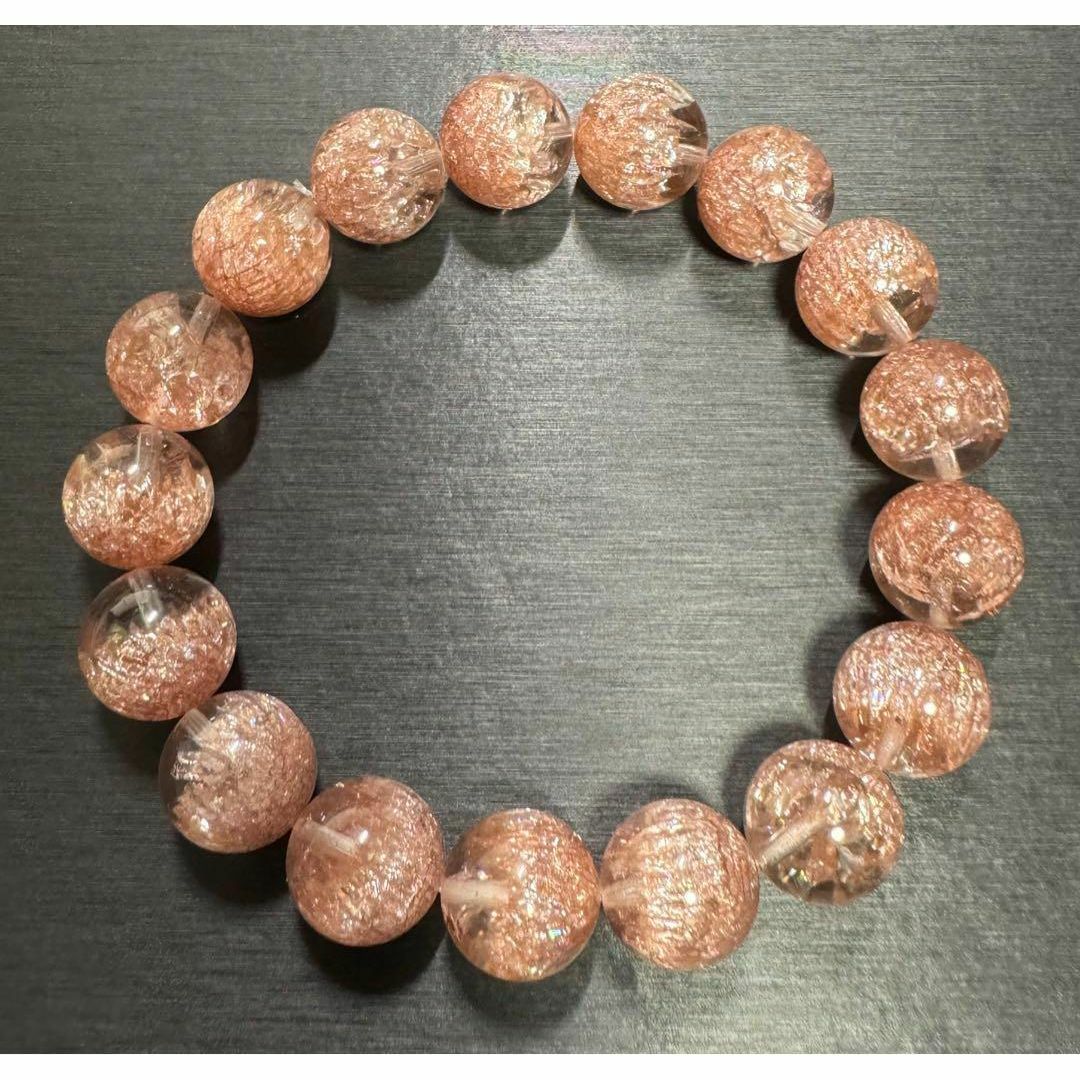 キラキラ 花火ルチル ピンク 水晶 12mm ブレスレット 天然石 キラキラ 花火ルチル ピンク 水晶 12mm ブレスレット 天然石