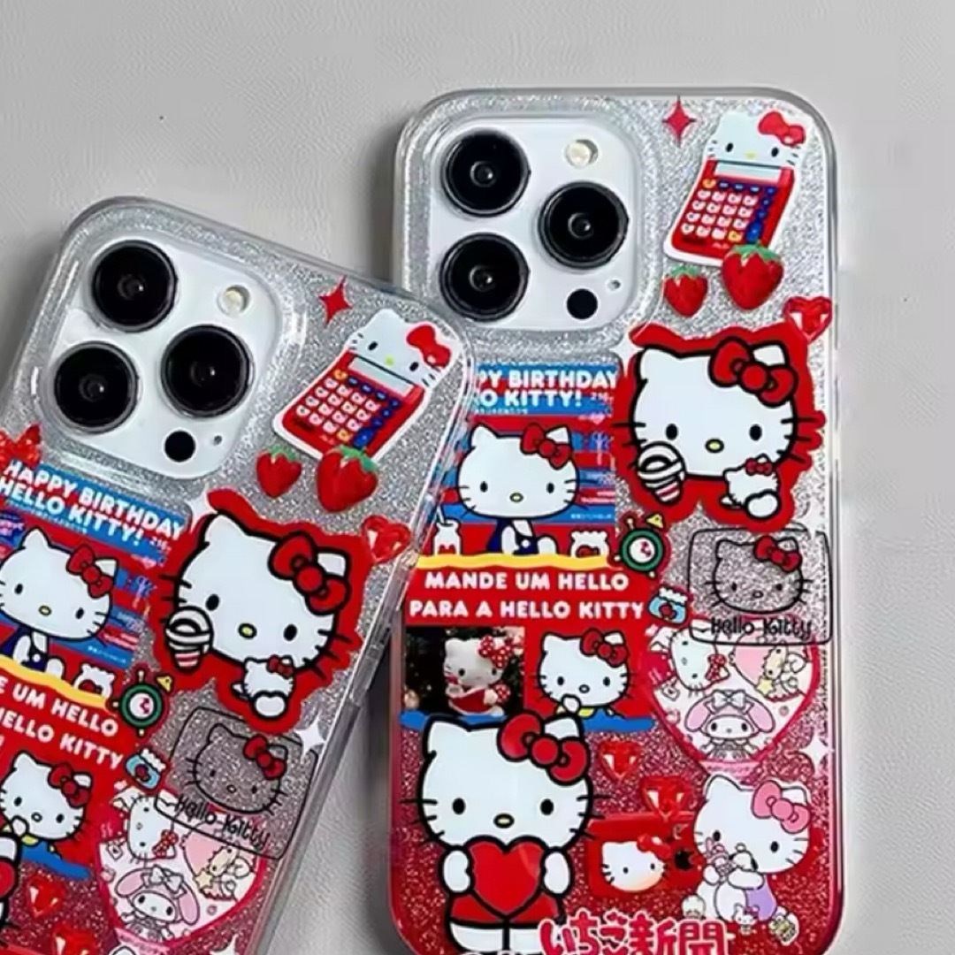 ハローキティ iPhoneケース キティちゃん 赤 キラキラ デコの ハローキティ iPhoneケース キティちゃん 赤 キラキラ デコの