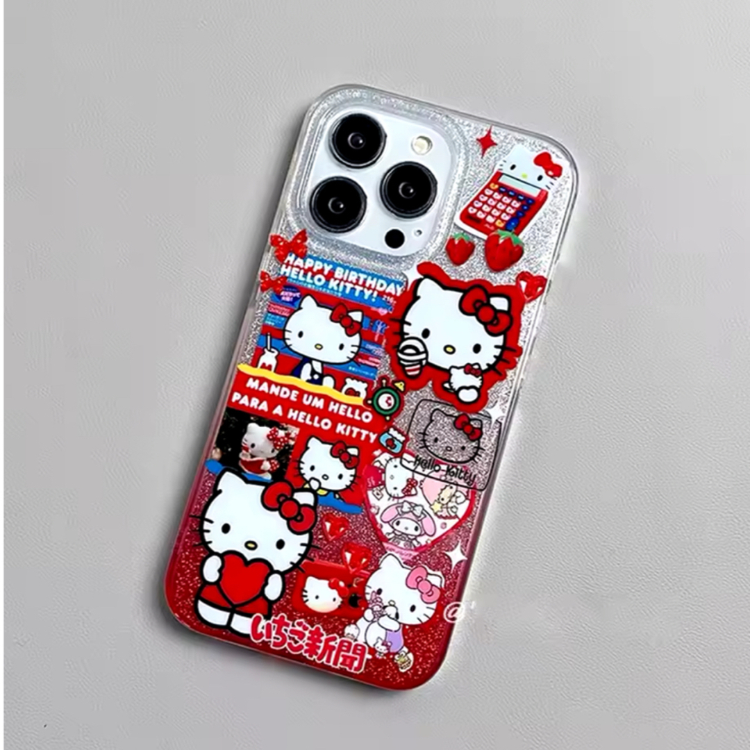 ハローキティ iPhoneケース キティちゃん 赤 キラキラ デコの ハローキティ iPhoneケース キティちゃん 赤 キラキラ デコの