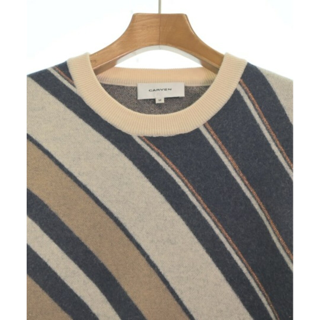 CARVEN - CARVEN ニット・セーター M ベージュx紺xライトグレー