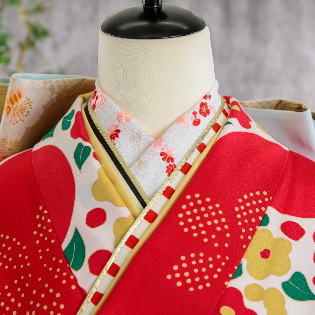 振袖フルセット 振袖セット 振袖 M〜Lサイズ 椿×レトロ 美品 振袖フルセット 振袖セット 振袖 M〜Lサイズ 椿×レトロ 美品