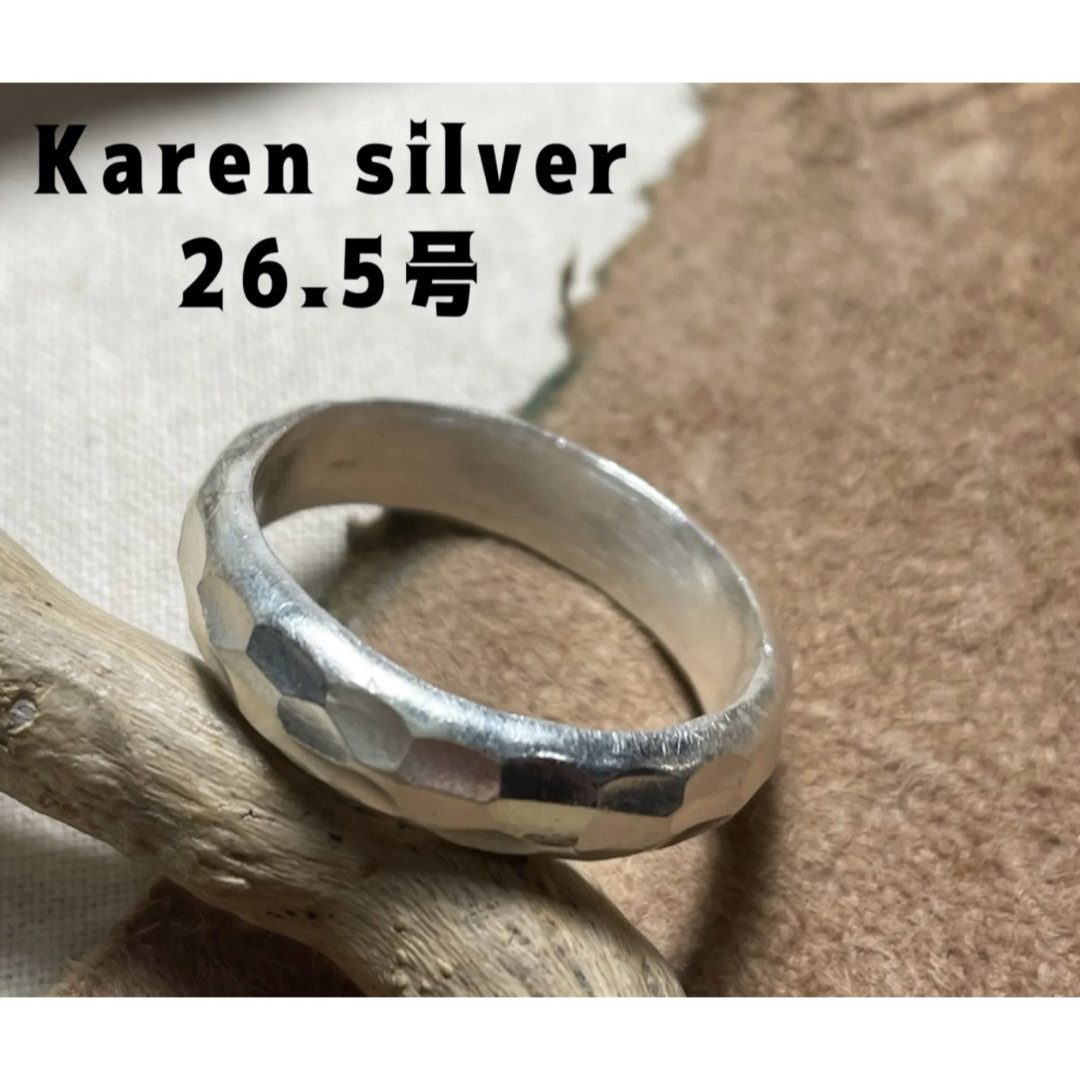 叩き打ち甲丸巾5.5MMカレンシルバーリング指輪Karen槌目模様手 叩き打ち甲丸巾5.5MMカレンシルバーリング指輪Karen槌目模様手