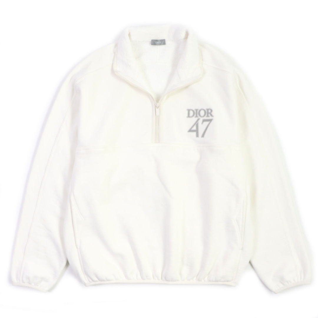 DIOR HOMME - 美品▼DIOR ディオール オム 24SS 413J434A0879 ロゴ刺繍 ハーフジップ プルオーバー スウェット ホワイト L イタリア製 正規品 メンズ