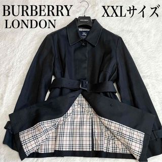 バーバリーロンドン ステンカラーコート UK6 ノバチェック 黒 バーバリーロンドン ステンカラーコート UK6 ノバチェック 黒