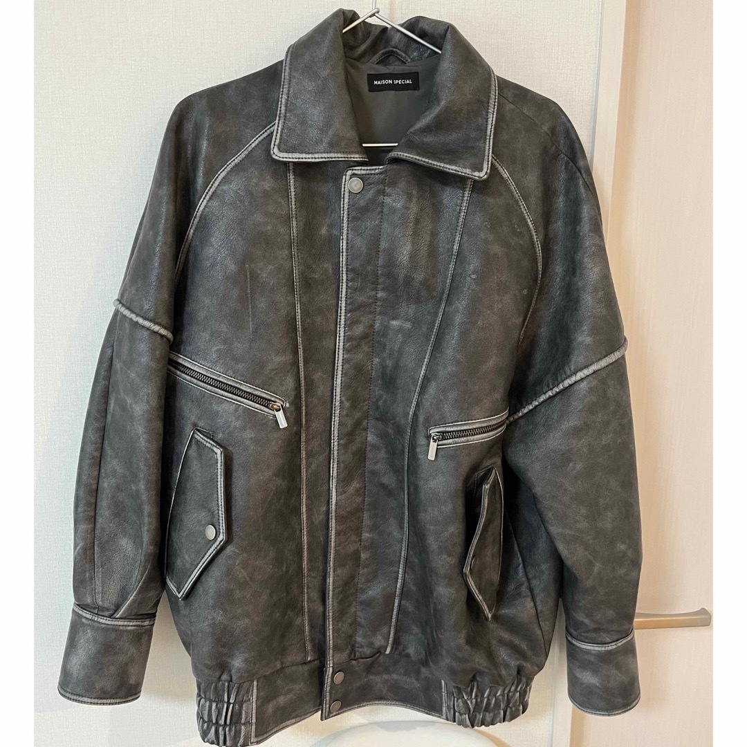 24AW Maisonspecial フェイクレザーブルゾン チャコールブラック 24AW Maisonspecial フェイクレザーブルゾン チャコールブラック