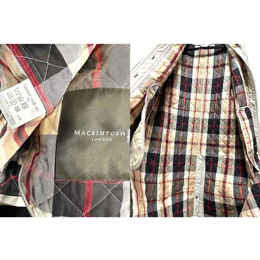 美品✨マッキントッシュ 高級ウールコート ヘリンボーン  キルティング グレー MACKINTOSH｜ウール ハンビー メタルボタン チェック ロング