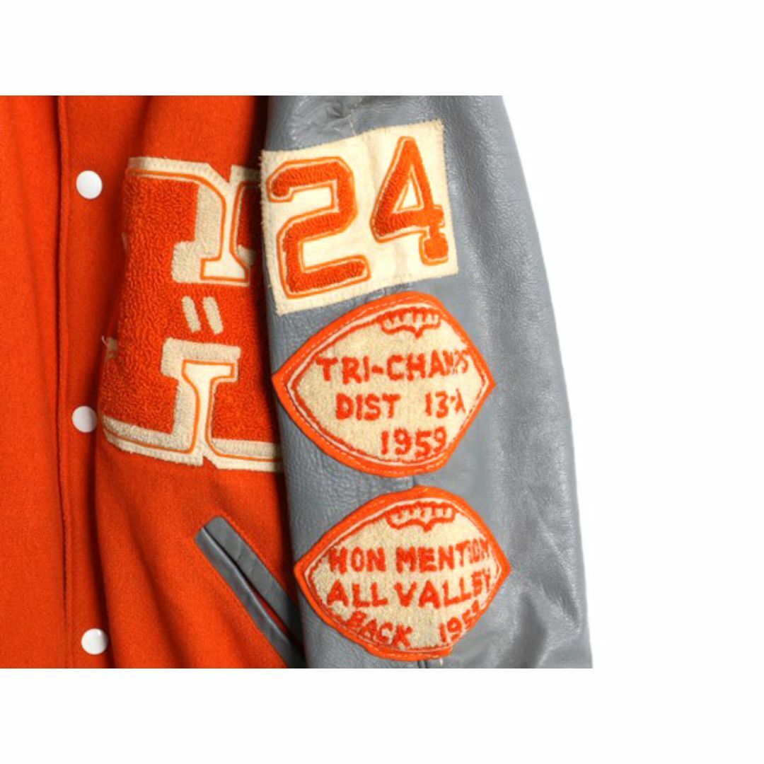 50s USA製 ☆ 襟付き 袖レザー ウール スタジャン メンズ M 程 50s USA製 ☆ 襟付き 袖レザー ウール スタジャン メンズ M 程