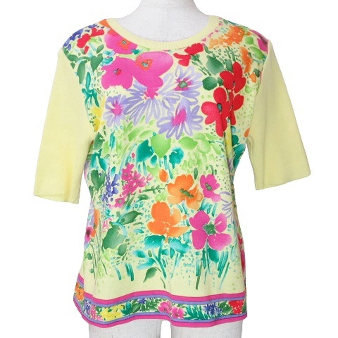 レオナール FASHION 美品 半袖 ニット カットソー 花柄 IBO58 レオナール FASHION 美品 半袖 ニット カットソー 花柄 IBO58