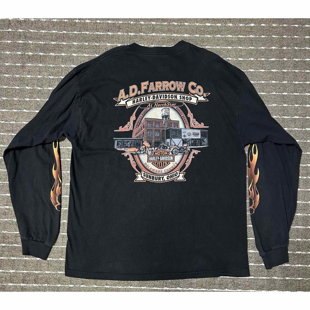 Harley Davidson - Harley davidson 袖フレイム ロンT flame Harley Davidson - Harley davidson 袖フレイム ロンT flame