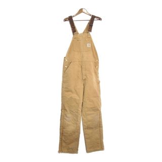 カーハート(carhartt)のCarhartt カーハート 中綿 ダック オーバーオール ワーク ライトブラウン (メンズ W38 L33相当) 中古 古着 S3399(サロペット/オーバーオール)