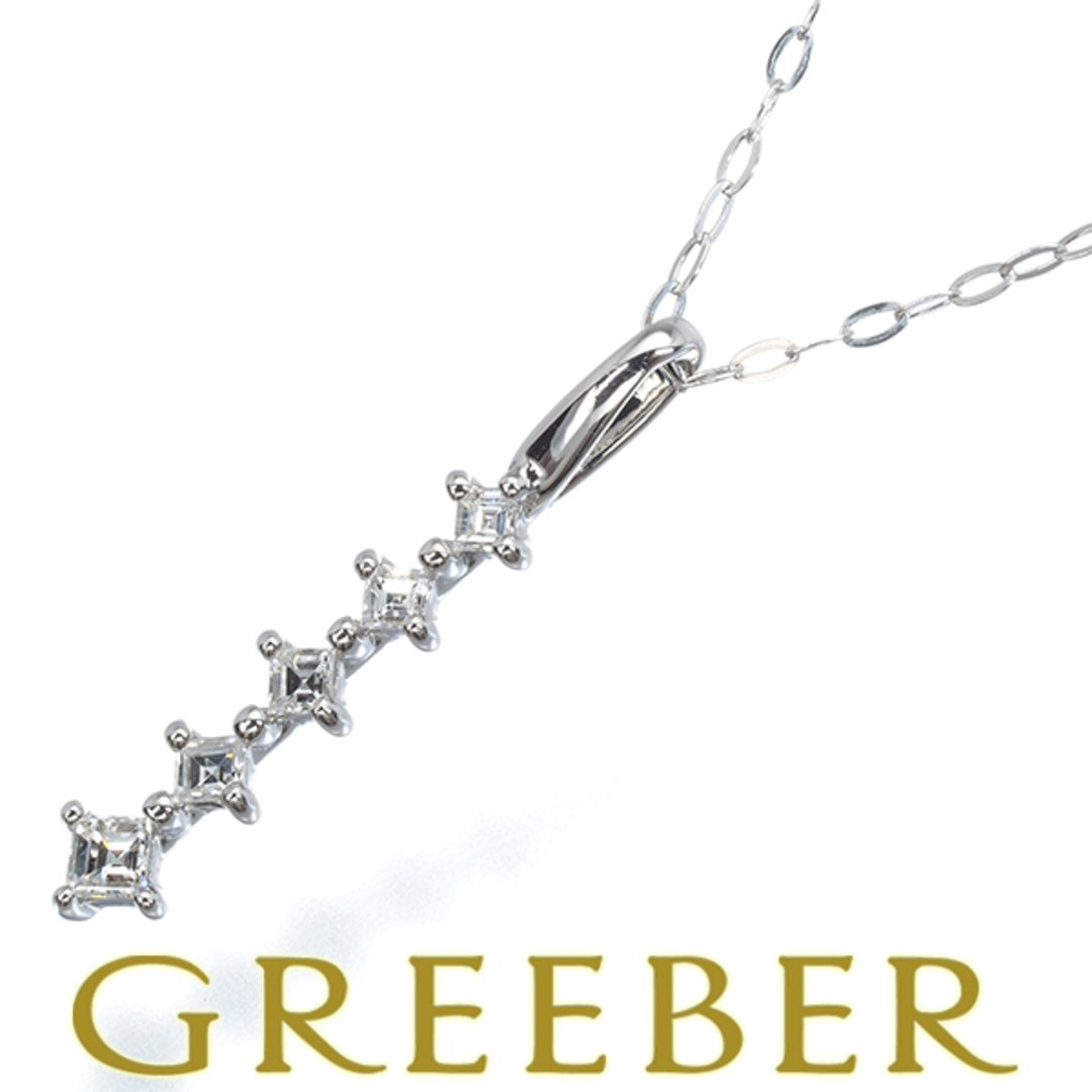 GSTV ネックレス ダイヤ ダイヤモンド 0.12ct スクエアカット 5P GSTV ネックレス ダイヤ ダイヤモンド 0.12ct スクエアカット 5P