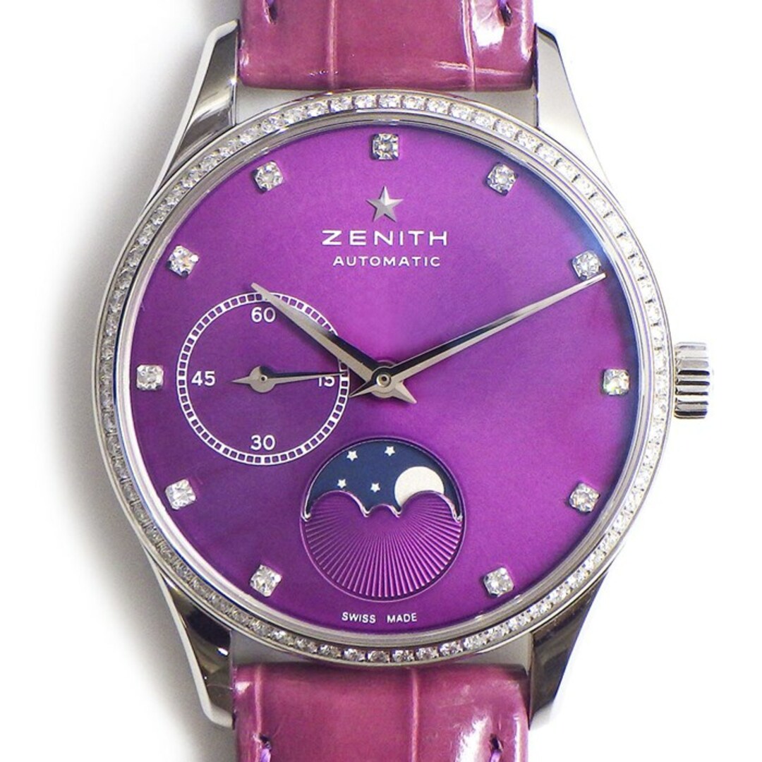 ZENITH - ゼニス ZENITH 腕時計 エリート ウルトラシン 16.2310.692/92.C750 ダイヤインデックス ダイヤベゼル ムーンフェイス パープル 文字盤 スモールセコンド アリゲーターレザー/ラバーベルト SS 自動巻き 【中古】の通販 by ジェイビーワークス ラクマ店|ゼニス ZENITH - ゼニス ZENITH 腕時計 エリート ウルトラシン 16.2310.692/92.C750 ダイヤインデックス ダイヤベゼル ムーンフェイス パープル 文字盤 スモールセコンド アリゲーターレザー/ラバーベルト SS 自動巻き 【中古】の通販 by ジェイビーワークス ラクマ店|ゼニス