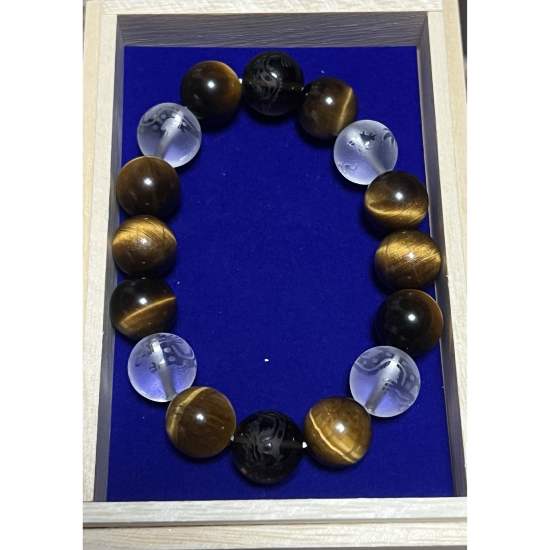 小網神社 御守り お守り ブレスレット オリジナル 龍水晶 黄虎目 茶水晶 メンズのアクセサリー(ブレスレット)の商品写真