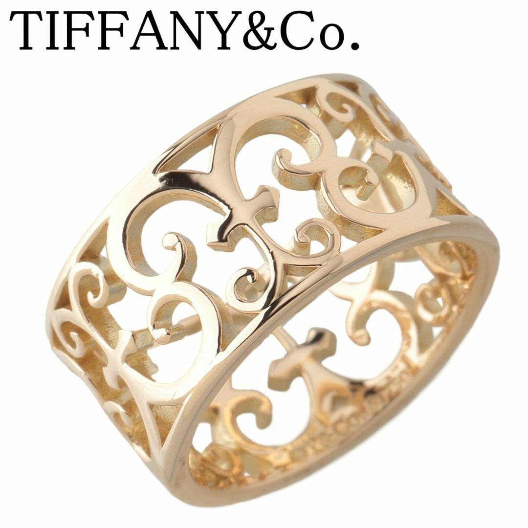Tiffany & Co. - ティファニー エンチャント ワイド リング 8号 AU750YG 新品仕上げ済 TIFFANY【19616】