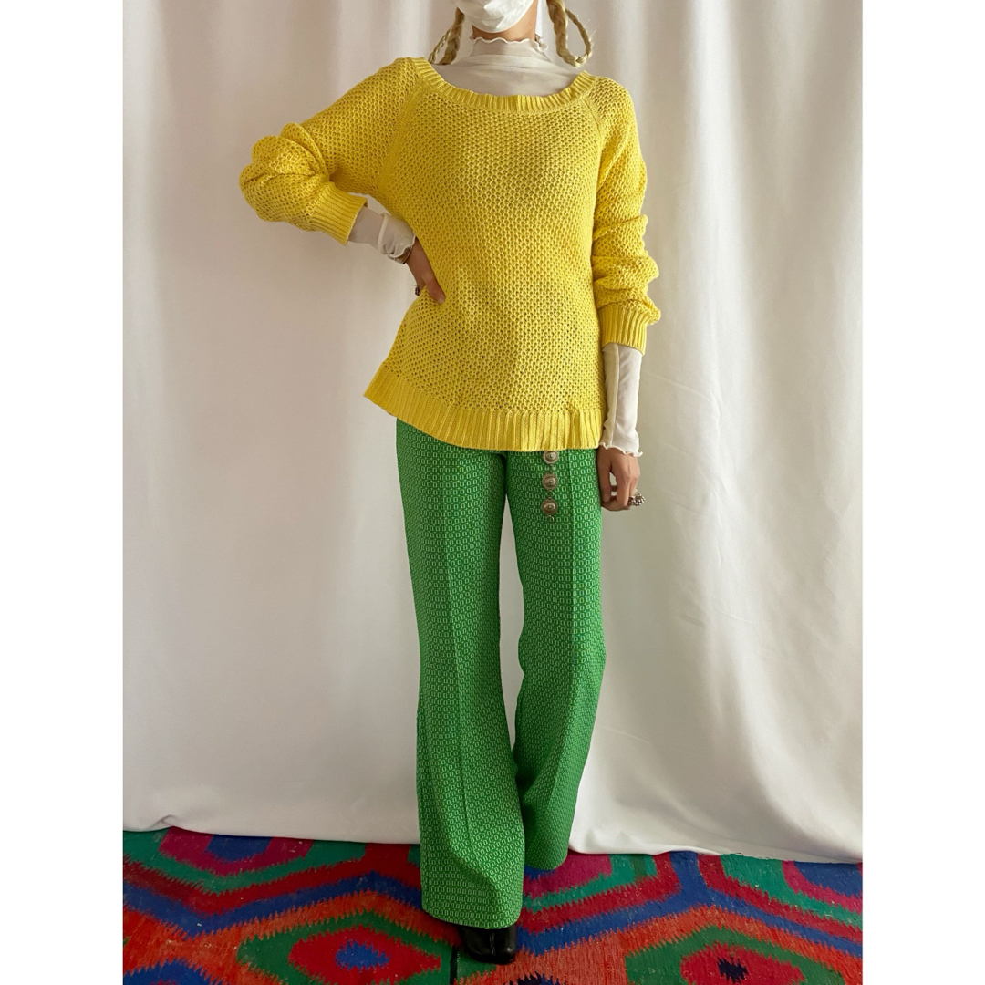Ralph Lauren - 古着 ビンテージ 80s 黄色 ニット ワンピース Ralph Lauren - 古着 ビンテージ 80s 黄色 ニット ワンピース