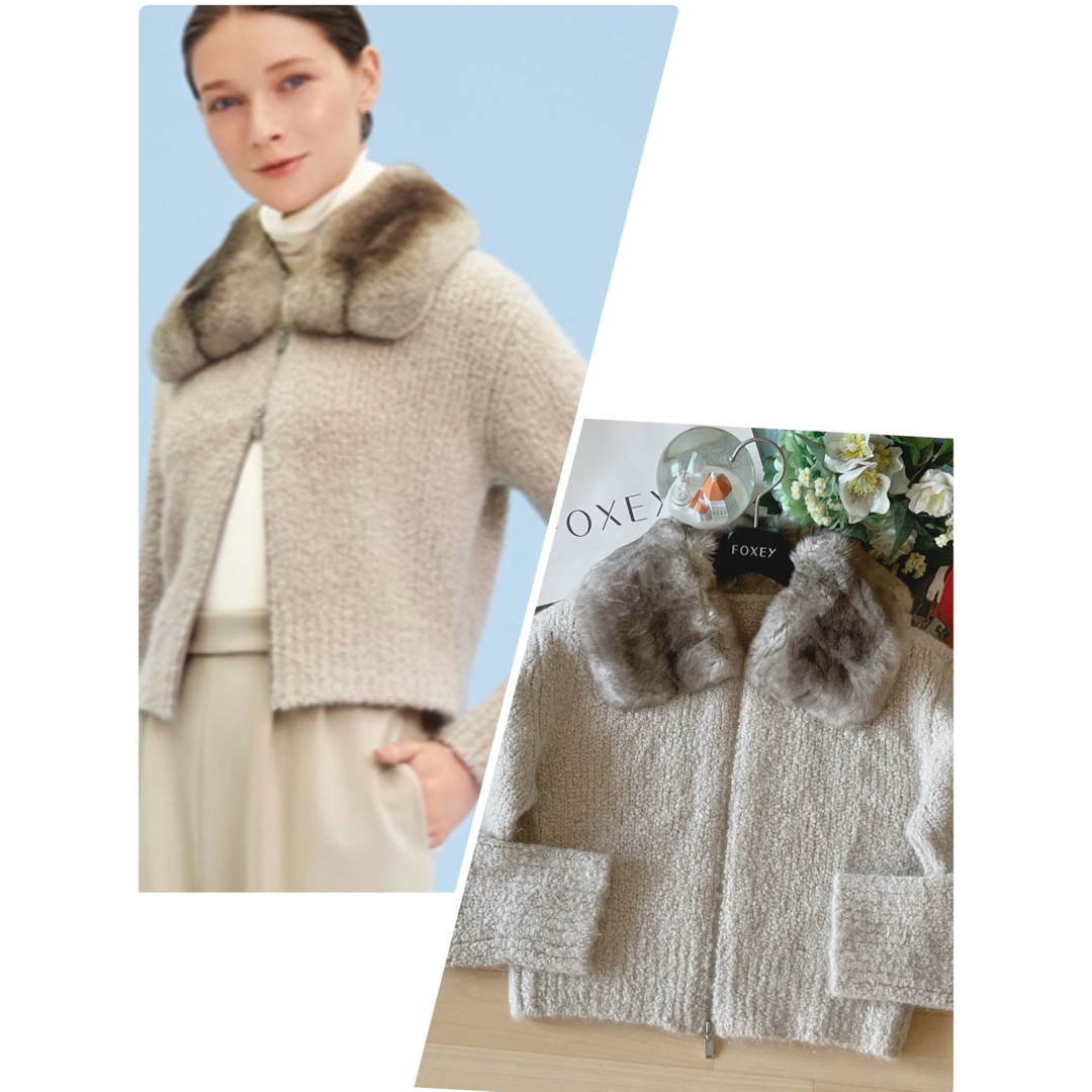 FOXEY - 極美品FOXEY46万円チンチラ襟カシミアジャケット 40 FOXEY - 極美品FOXEY46万円チンチラ襟カシミアジャケット 40