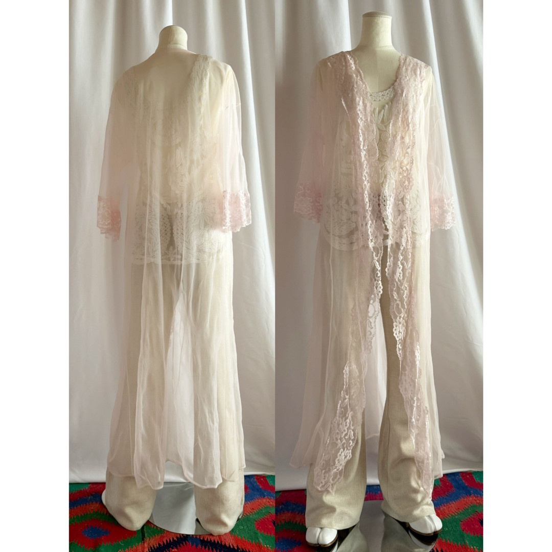 ビンテージ 70s USA 花柄 透レース シースルー ワンピース ビンテージ 70s USA 花柄 透レース シースルー ワンピース
