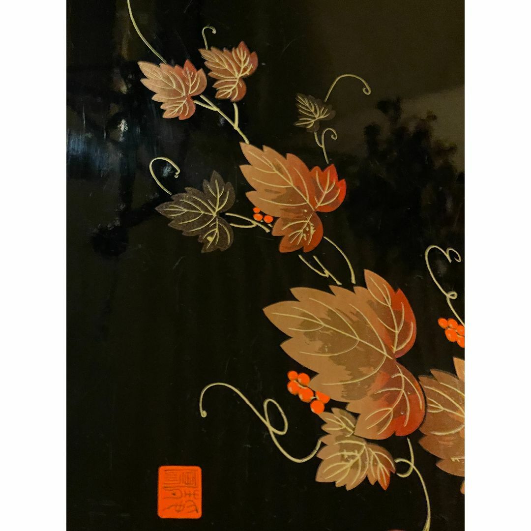 長手盆 角盆 盆 漆器 持ち手付 漆 本蒔絵 静鳳作 葡萄 ブドウ 長手盆 角盆 盆 漆器 持ち手付 漆 本蒔絵 静鳳作 葡萄 ブドウ