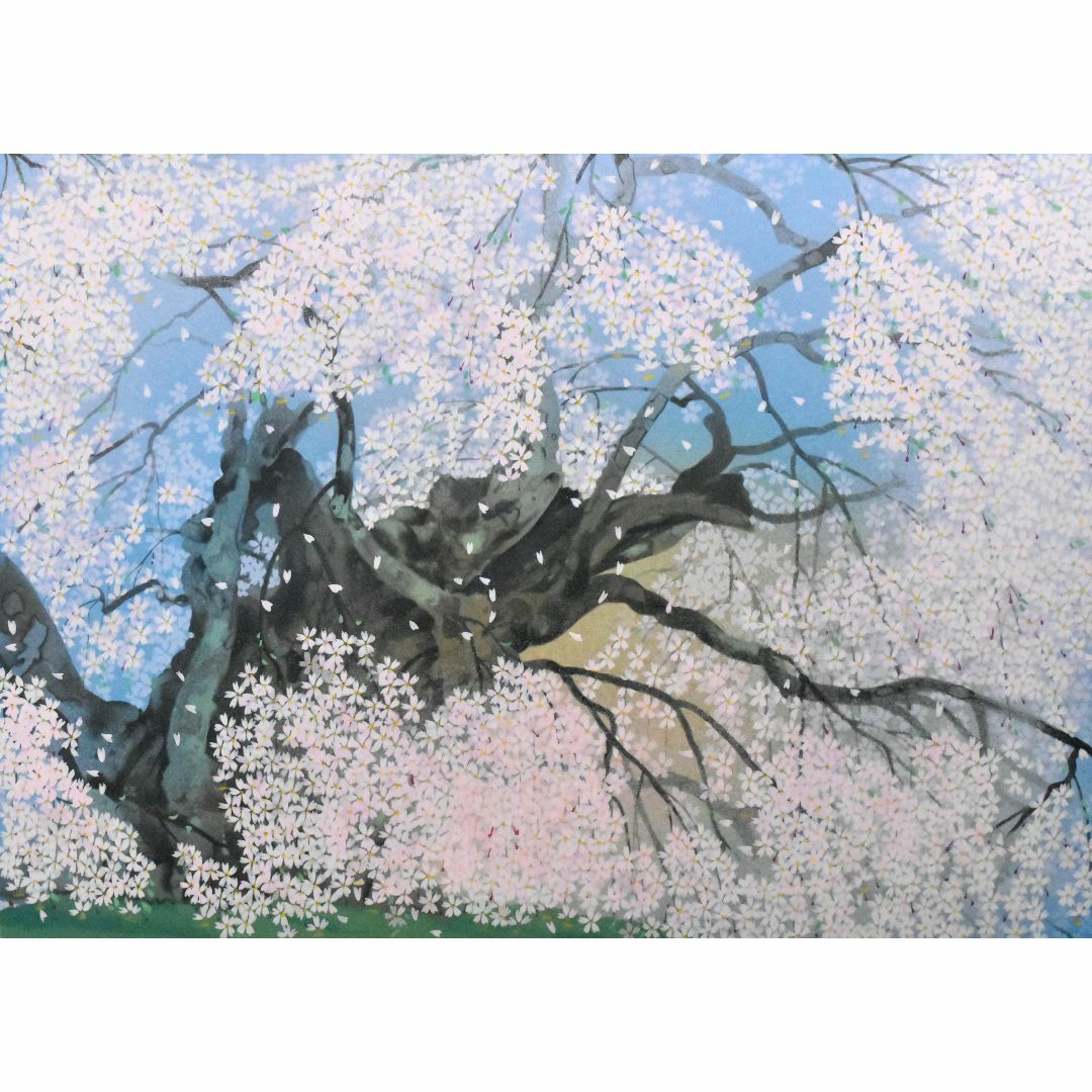 中島千波「三春の瀧桜」シルクスクリーン １2号　200部限定　真作保証　特価！