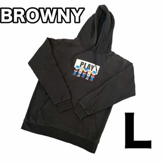 BROWNY レディース　パーカー　スウェット　トレーナー　黒　L 裏起毛(トレーナー/スウェット)