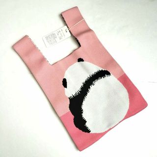 バック　ニットバック　ミニバック　セカンドバック　エコバッグ　鞄　パンダ　ピンク