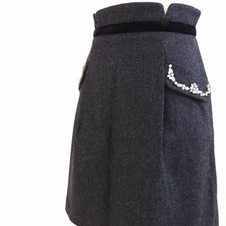 Apuweiser-riche　スカート　ウール　ビジュー　黒　サイズ1