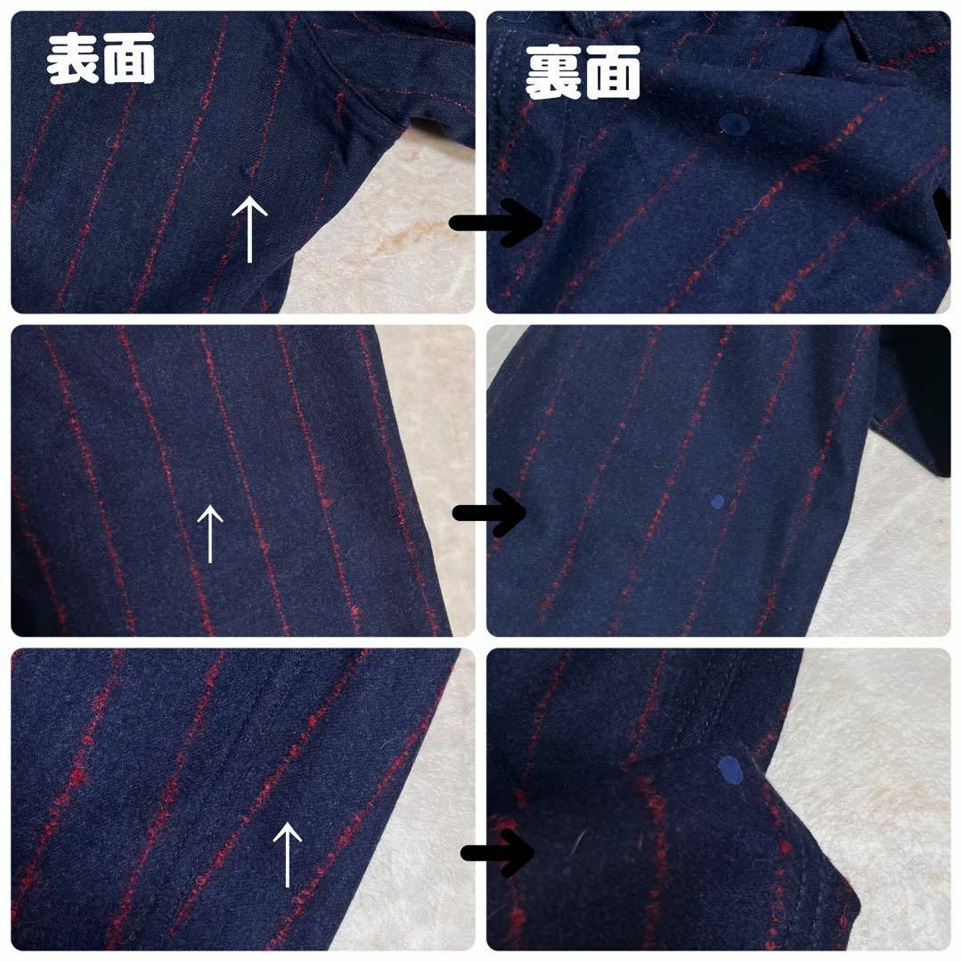 RAF SIMONS ウール トラウザーズ ストライプ ワイド&テーパード ネル RAF SIMONS ウール トラウザーズ ストライプ ワイド&テーパード ネル
