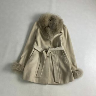 ロングコート　MIACARNA  カシミヤ100％ フォックスファー ベルト(ロングコート)