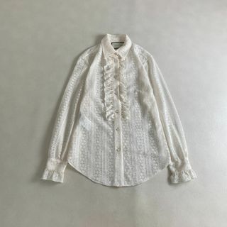 GUCCI - 美品 グッチ ブラウス フリル 総レース イタリア製 40 L GUCCI - 美品 グッチ ブラウス フリル 総レース イタリア製 40 L