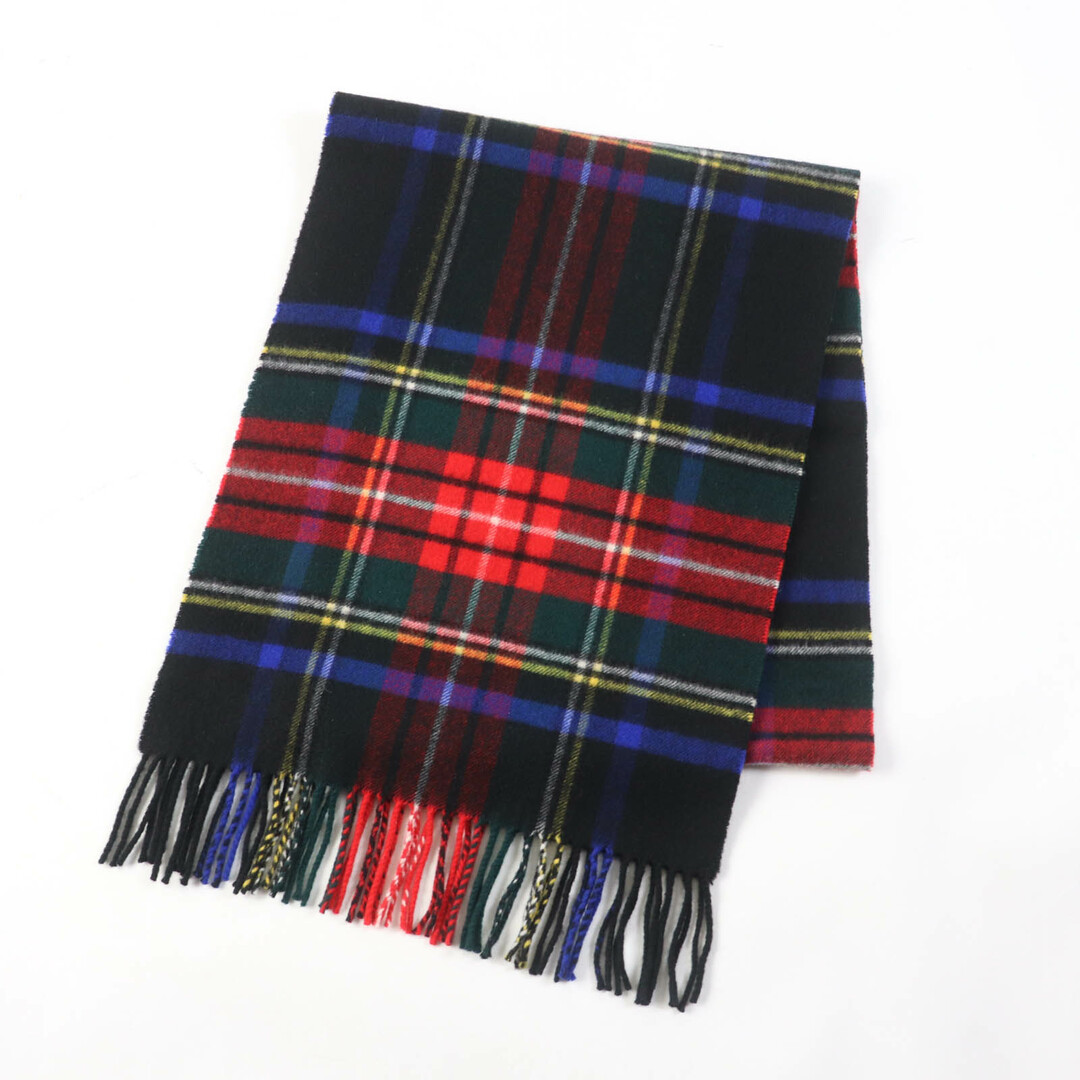 極美品★Johnstons of Elgin ジョンストンズ オブ エルガン チェック柄 カシミア100％ フリンジ マフラー マルチ 英国製 正規品 レディース