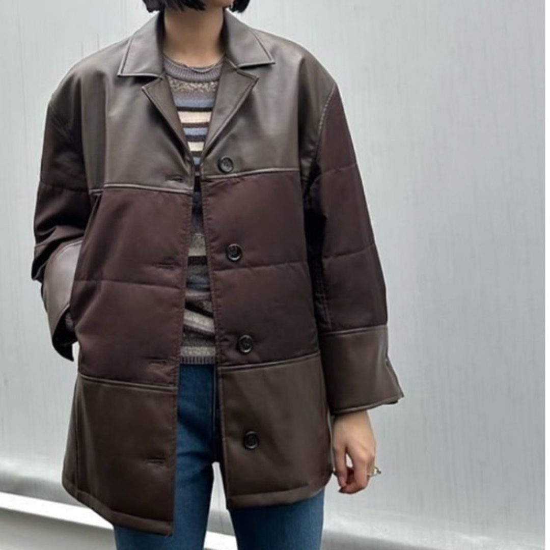 ノーカラージャケット CLANE LEATHER SWITCHING OVER JACKET