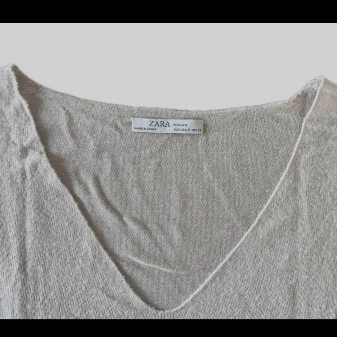 ZARA - ZARAザラ 長袖 薄手ニット Vネック シンプルカットソー ZARA - ZARAザラ 長袖 薄手ニット Vネック シンプルカットソー