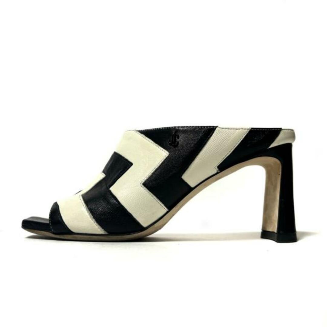 JIMMY CHOO(ジミーチュウ) ミュール 35 レディース - 黒×白 レザー JIMMY CHOO(ジミーチュウ) ミュール 35 レディース - 黒×白 レザー