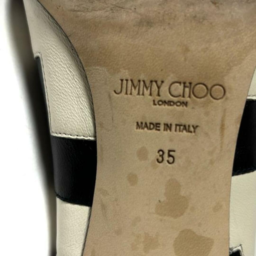 JIMMY CHOO(ジミーチュウ) ミュール 35 レディース - 黒×白 レザー JIMMY CHOO(ジミーチュウ) ミュール 35 レディース - 黒×白 レザー