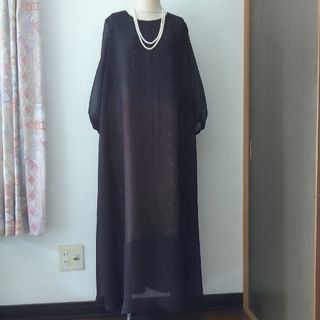 縮緬の小紋から着物リメイクワンピース着物ドレスシースルー(ロングワンピース/マキシワンピース)