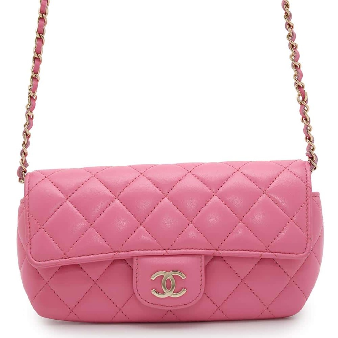 CHANEL - シャネル チェーンアイウェアケース ココマーク マトラッセ ラムスキン CHANEL ポシェット サングラスケース