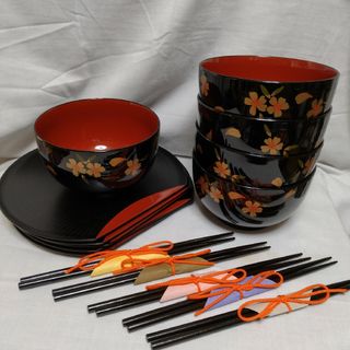 正月用、御椀五客セット小盆付き(食器)