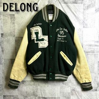 USA製 90年代 DELONG 袖PUレザー切替 スタジャン 五月蝿かっ XL USA製 90年代 DELONG 袖PUレザー切替 スタジャン 五月蝿かっ XL