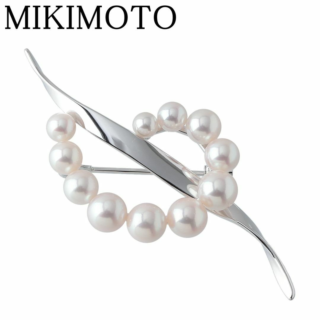 MIKIMOTO - ミキモト パール ブローチ サークル アコヤパール4.1mm～6.4mm PB-1323U型 K18WG 新品仕上げ済 MIKIMOTO【19688】