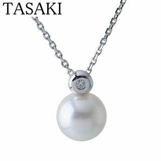 タサキ(TASAKI)のタサキ パール ダイヤ ネックレス アコヤパール7.1mm K18WG 42cm 新品仕上げ済 TASAKI 田崎真珠【19708】(ネックレス)