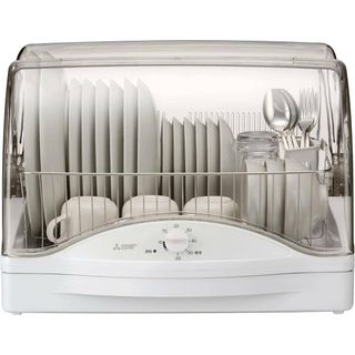 ミツビシデンキ(三菱電機)の未使用 三菱電機 食器乾燥機 キッチンドライヤー 高温乾燥90℃ ステンレスカゴ まな板専用室 ロング排水ホース付 ホワイト TK-E50A ステンレス食器カゴ 大容量乾燥機(食器洗い機/乾燥機)