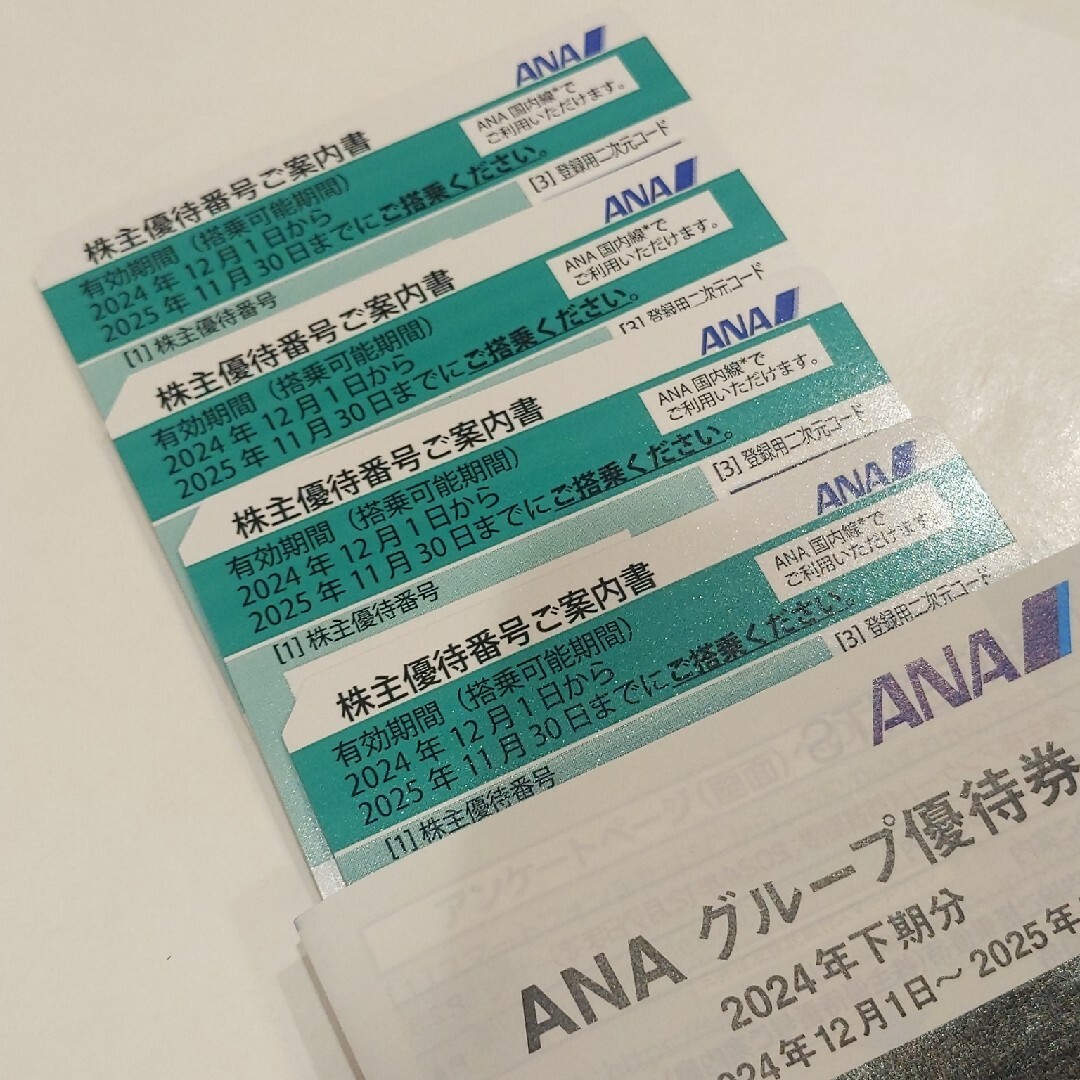 ANA(全日本空輸)(エーエヌエー(ゼンニッポンクウユ))のANA 株主優待券 4枚セット チケットの優待券/割引券(その他)の商品写真