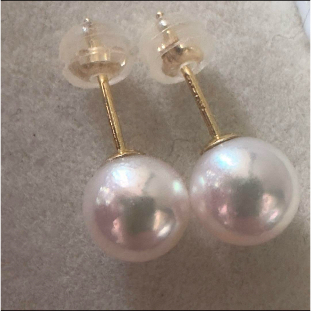 #B307 約7.2mm天然海水アコヤ本真珠ピアス　K18_画像4