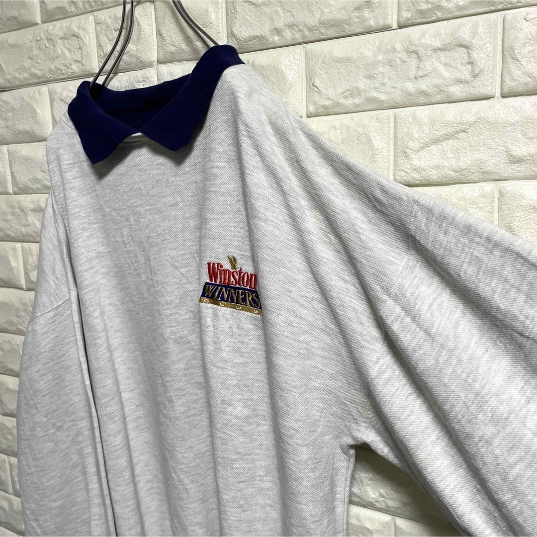 90s Winstonロゴ 襟付き スウェット トレーナー 刺繍ロゴ XL 90s Winstonロゴ 襟付き スウェット トレーナー 刺繍ロゴ XL