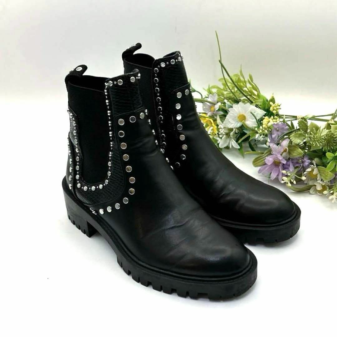 ZARA - ZARA サイドゴアブーツ 35 スタッズ 厚底 トラックソール ZARA - ZARA サイドゴアブーツ 35 スタッズ 厚底 トラックソール