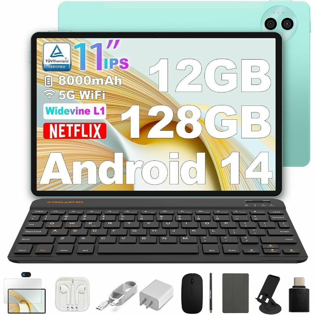 タブレット11インチ Android14タブレット 128GB Wi-Fi