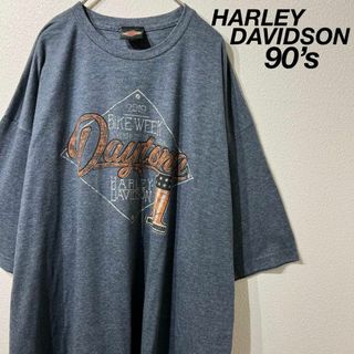 ハーレーダビッドソン(Harley Davidson)の【希少】古着 ハーレーダビッドソン 両面プリント tシャツ ブルー 3XL(Tシャツ/カットソー(半袖/袖なし))